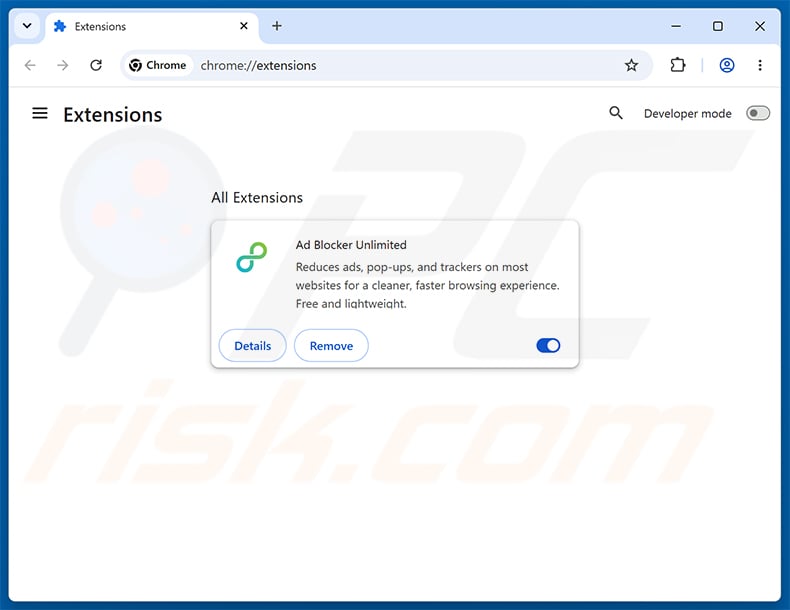 Removing Ad Blocker Unlimited ads from Google Chrome step 2