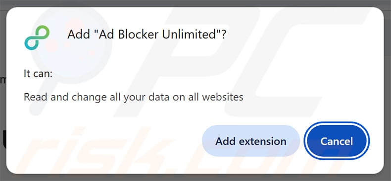 Ad Blocker Unlimited adware permissions request