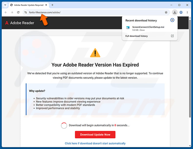 Malicious website promoted through Adobe Acrobat - Secure Document Email Virus spam campaign