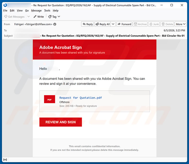 Adobe Acrobat Sign Request Email Scam (2026-06-09)