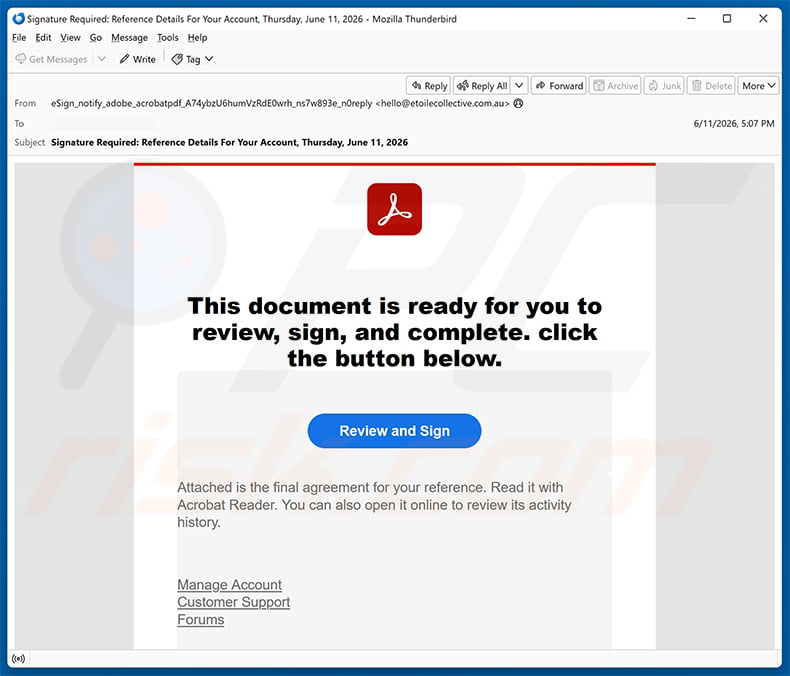 Adobe Acrobat Sign Request Email Scam (sample 4)