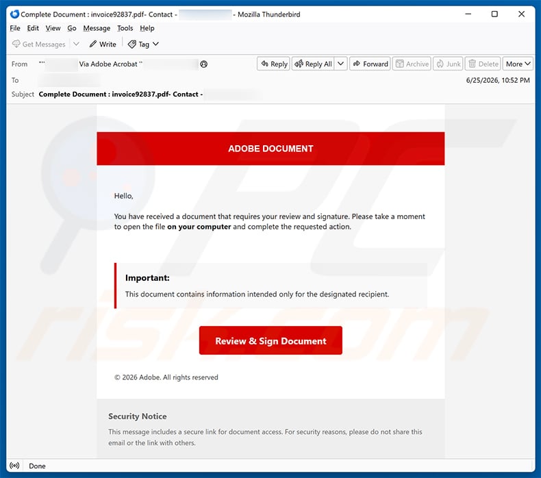 Adobe Acrobat Sign Request email scam (2026-06-30)