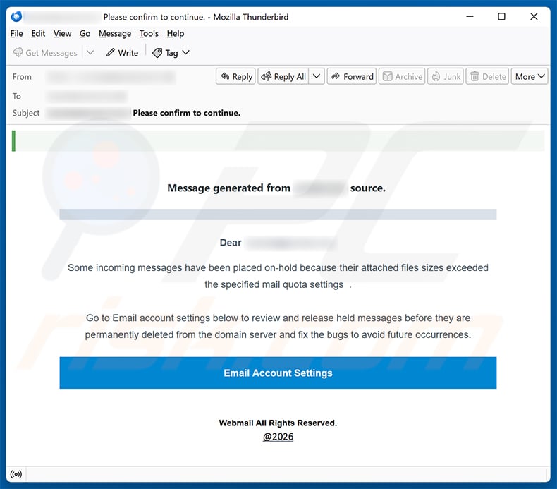 Attached Files Sizes Exceeded Mail Quota Settings email spam campaign