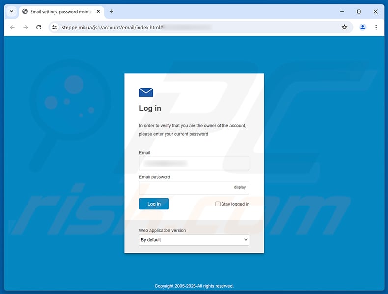 Authenticate Your Domain Account phishing page