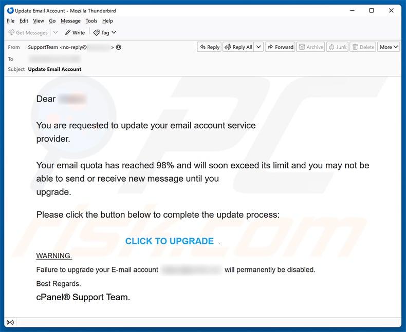 cPanel Email Quota Limit email spam campaign