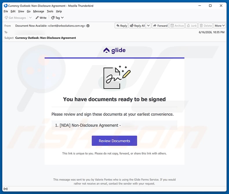 Document Ready For Your Signature email scam (2026-06-17)