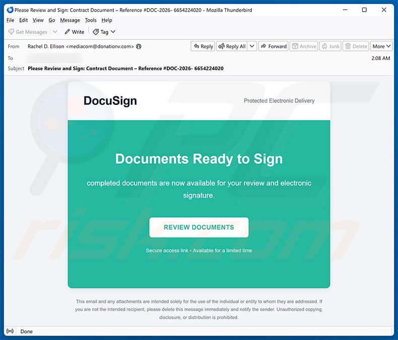 DocuSign Electronic Signature Request email scam (2026-06-04)
