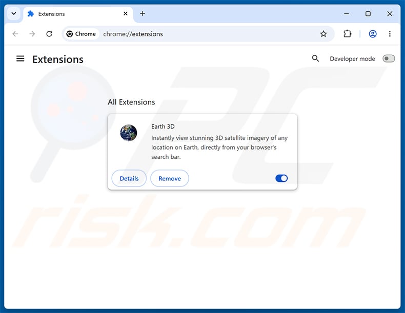 Removing earth3d.net related Google Chrome extensions