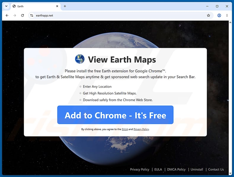 Website used to promote Earth browser hijacker