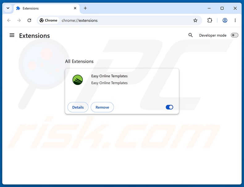 Removing Easy Online Templates ads from Google Chrome step 2