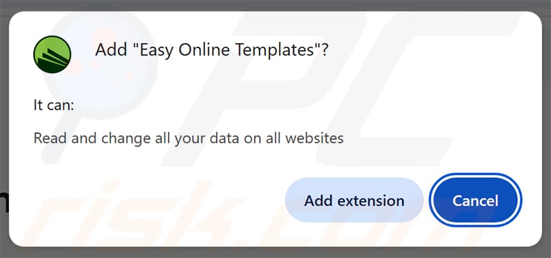 Easy Online Templates adware permissions