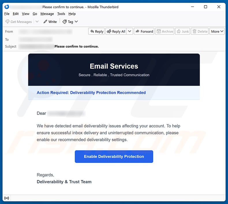 Email Deliverability Issues Scam email spam campaign