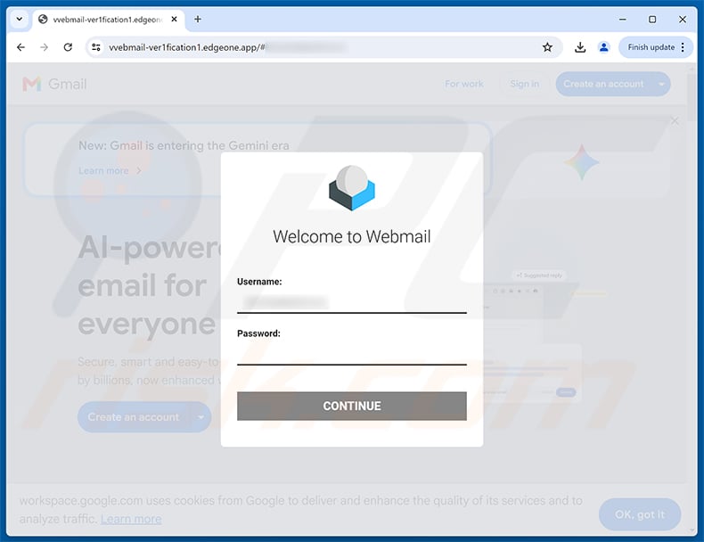 Email Delivery Failure Notification phishing page