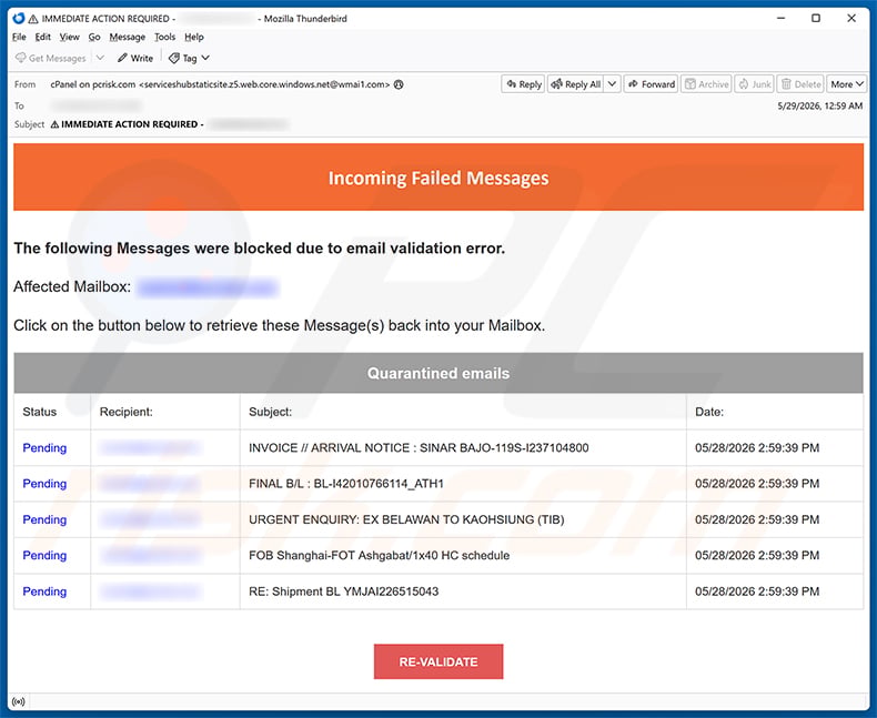 Email Validation Error email spam campaign