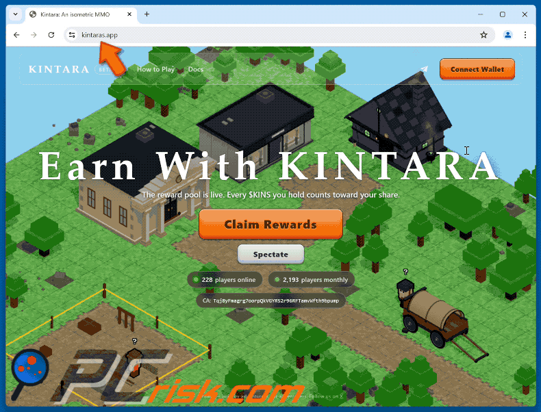 Appearance of Fake Kintara Website Scam (GIF)
