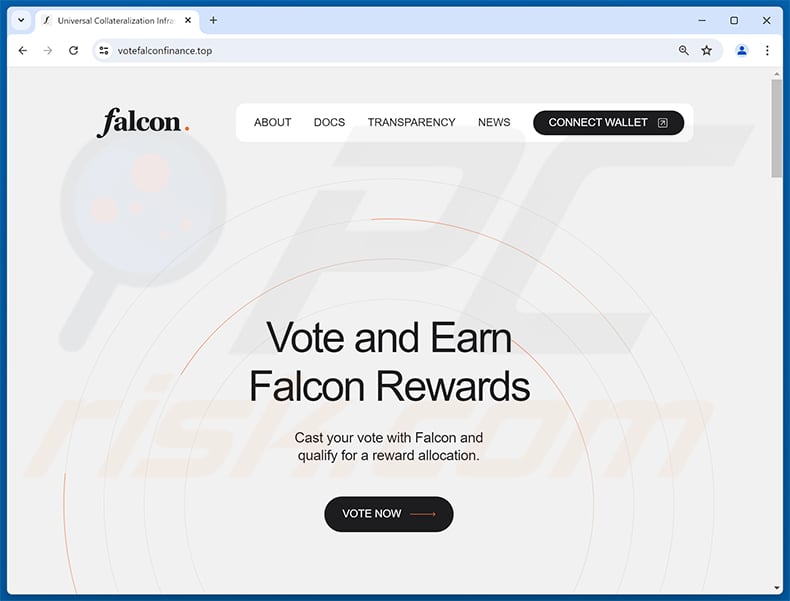 Falcon Finance Vote Rewards drainer website (votefalconfinance[.]top)