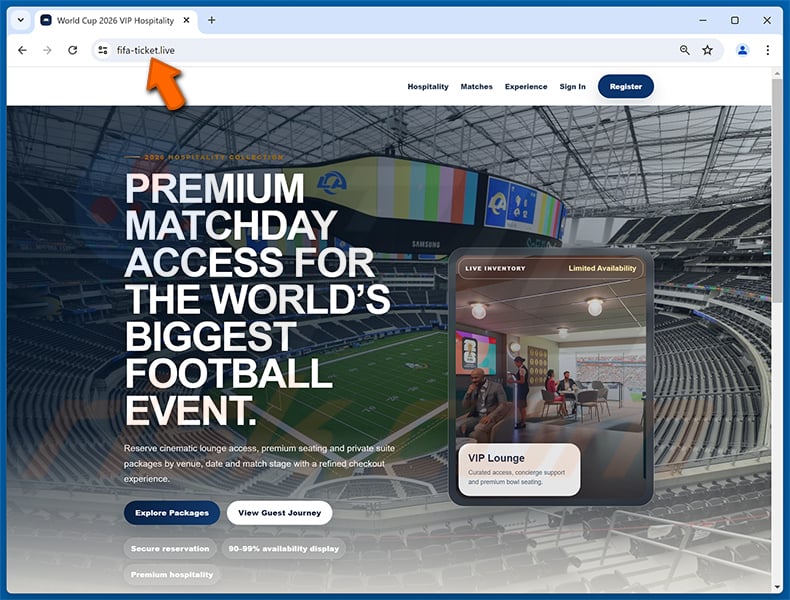 FIFA 2026 World Cup Scams full-page spoof at ww-fifa[.]com