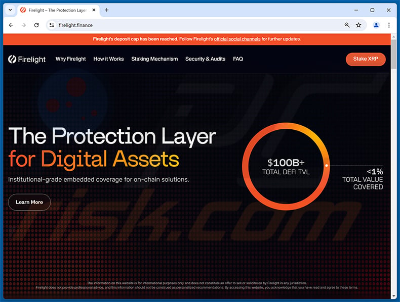 Firelight Vote Rewards Scam real website (firelight.finance)