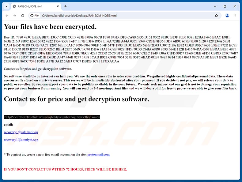 Friends ransomware ransom note (RANSOM_NOTE.html)