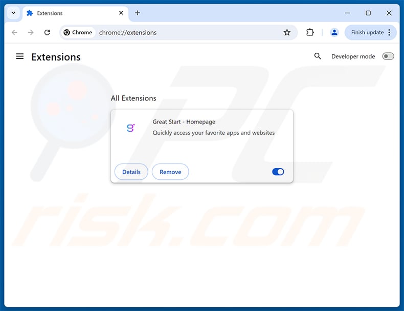 Removing greatstartapp.com related Google Chrome extensions