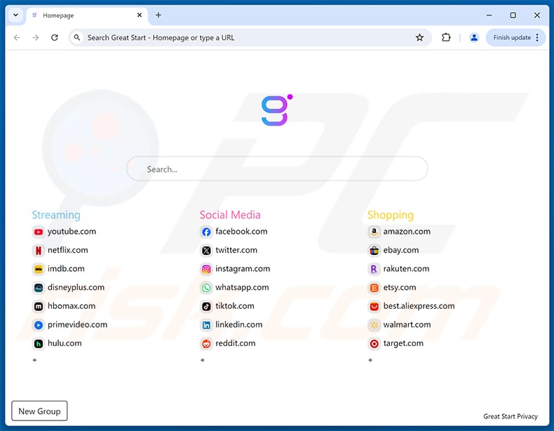 greatstartapp.com browser hijacker