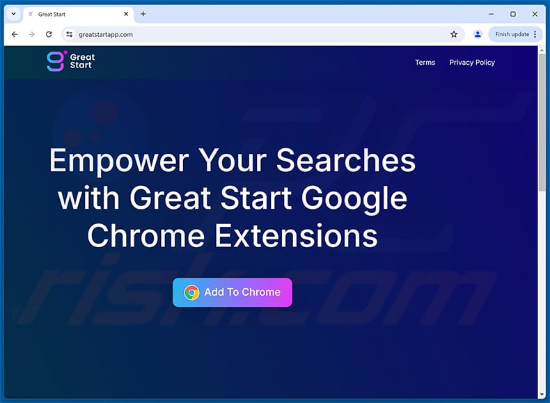 Great Start - Homepage browser hijacker's official promotional website