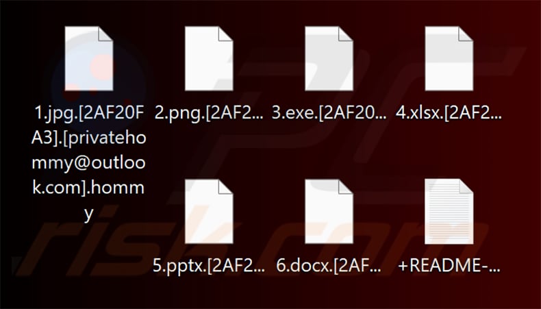 Files encrypted by Hommy ransomware (.hommy extension)