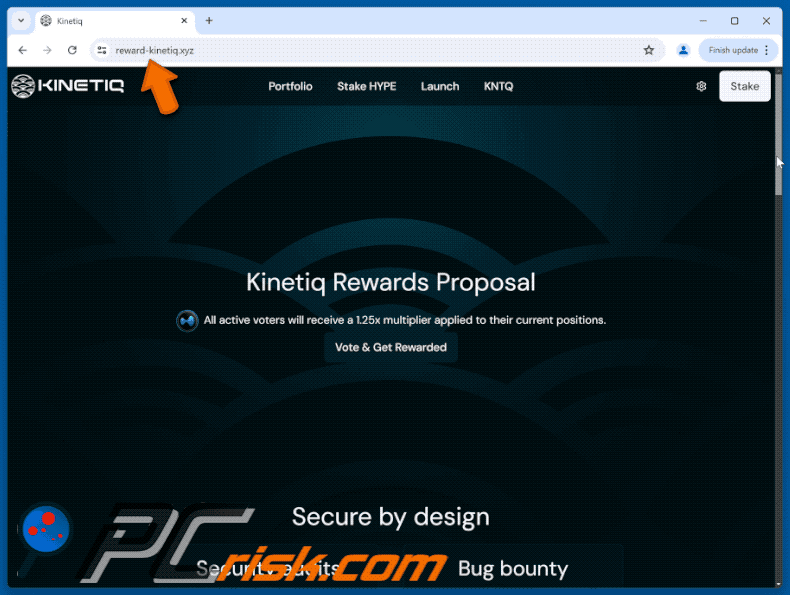 Appearance of Kinetiq Vote Rewards Scam scam (GIF)