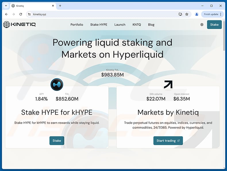 Kinetiq Vote Rewards Scam real website (kinetiq.xyz)