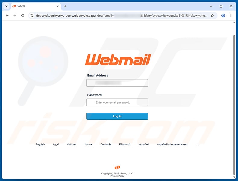 MAERSK Shipment Ready For Dispatch phishing page