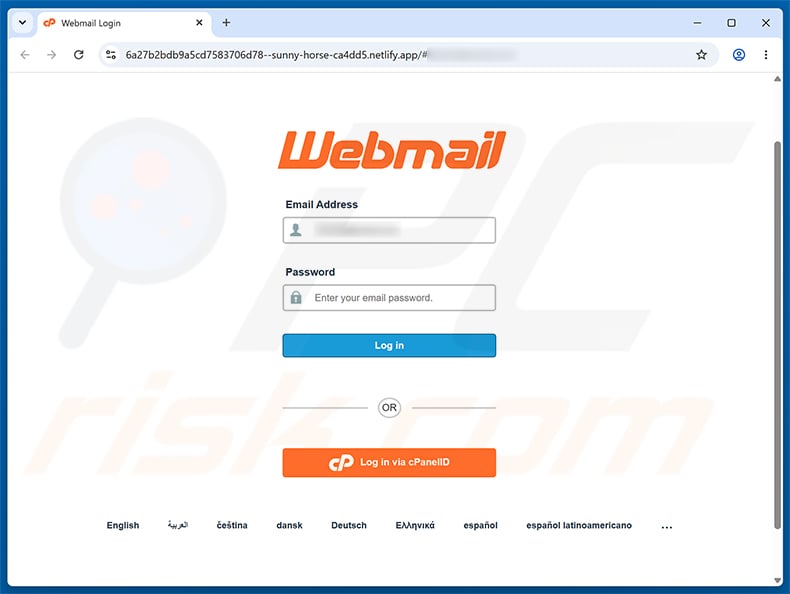 Mail Security Notice phishing page