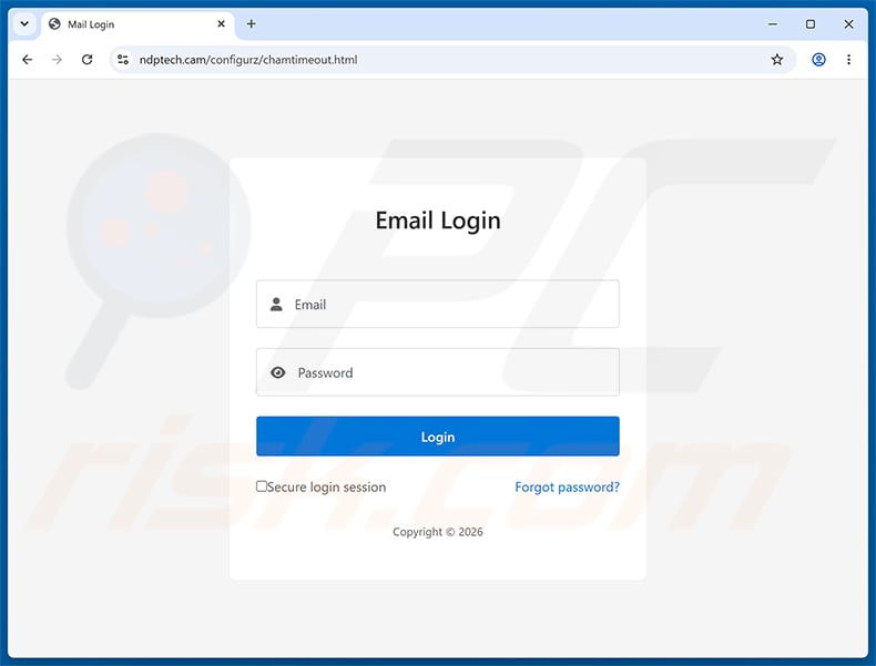 Mailbox Storage & Security Check phishing page