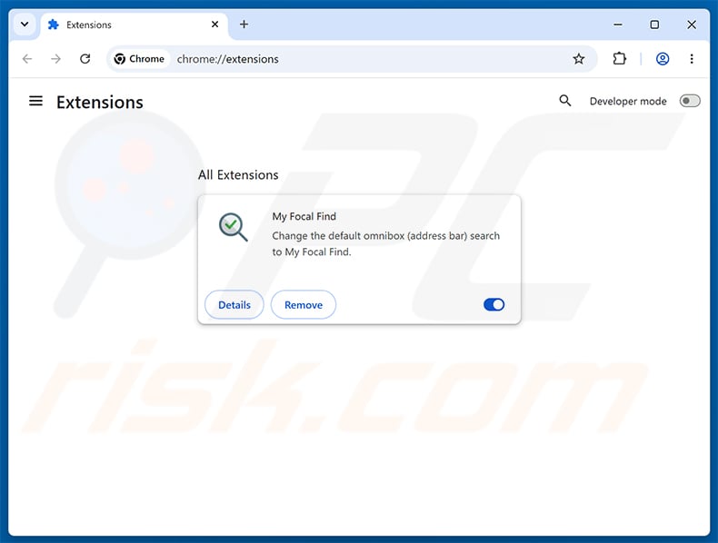 Removing myfocalfind.com related Google Chrome extensions