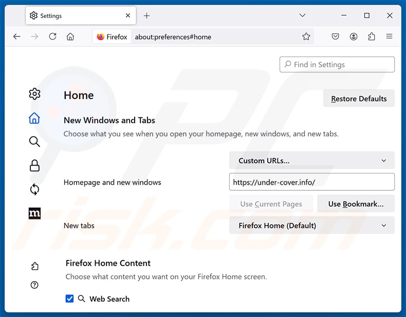 Removing Nautilus Notes from Mozilla Firefox homepage