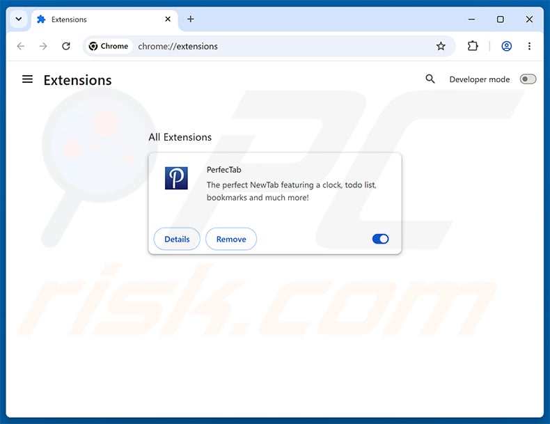 Removing PerfecTab related Google Chrome extensions
