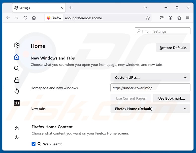 Removing PerfecTab from Mozilla Firefox homepage