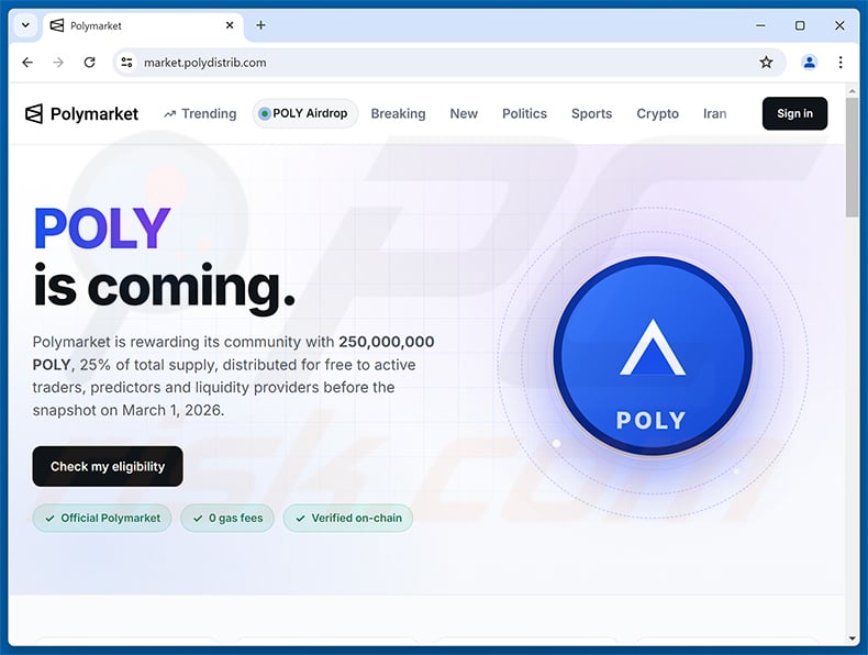 Polymarket Community Rewards Scam scam