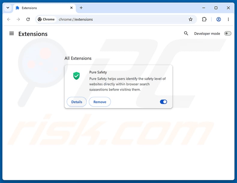 Removing Pure Safety (pureextension.net) related Google Chrome extensions