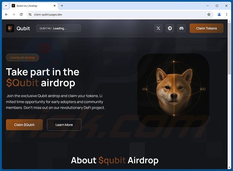 $Qubit Airdrop Scam website (claim-qubit.pages[.]dev)