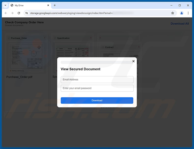 Quotation And Technical Details phishing page