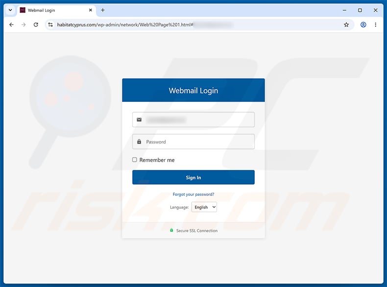 Roundcube Security Patches phishing page