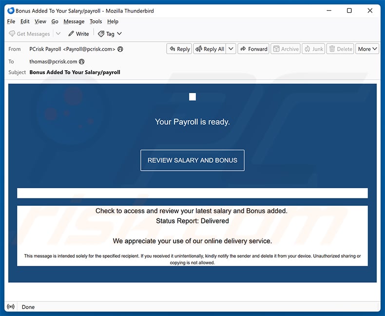 Salary Bonus email scam (2026-06-01)