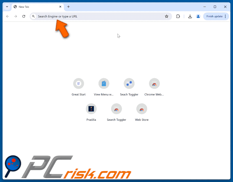Search Toggler (searchtoggler.com) browser hijacker redirecting to Yahoo (GIF)