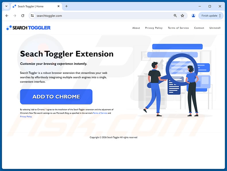 Search Toggler (searchtoggler.com) browser hijacker's official promotional website