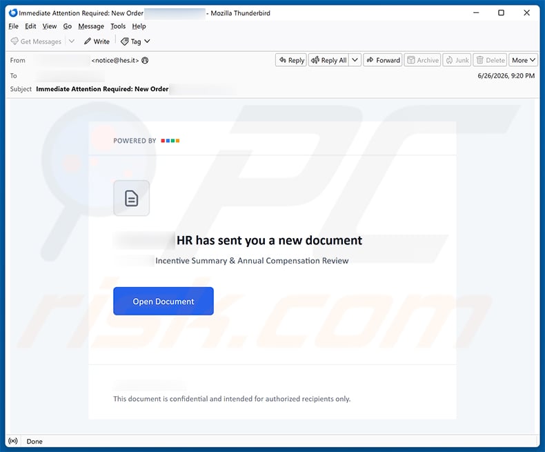 Secure Document From HR email scam (2026-06-30)