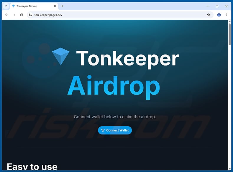 Tonkeeper Airdrop Scam (ton-keeper.pages[.]dev)