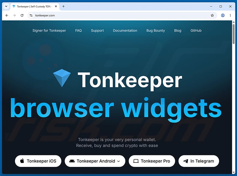 Tonkeeper Airdrop Scam real website (tonkeeper.com)