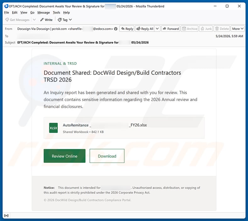 View Remittance Details email scam (2026-06-02)
