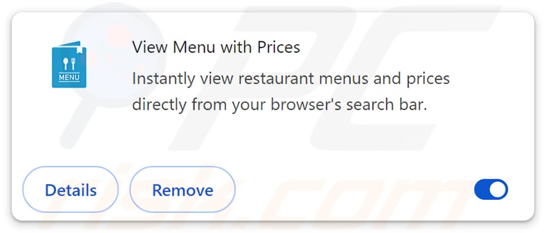 View Menu with Prices (viewmenuprices.com) browser hijacker