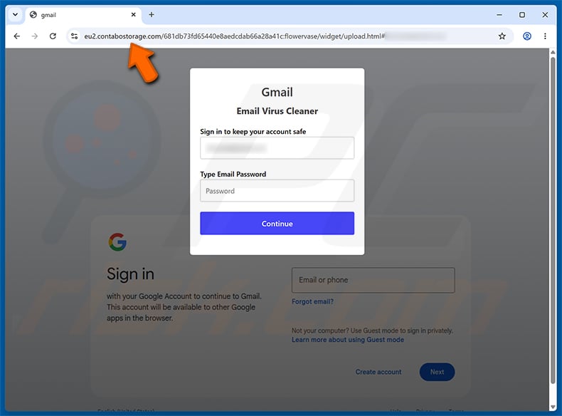 Virus Found In Your Mailbox phishing page